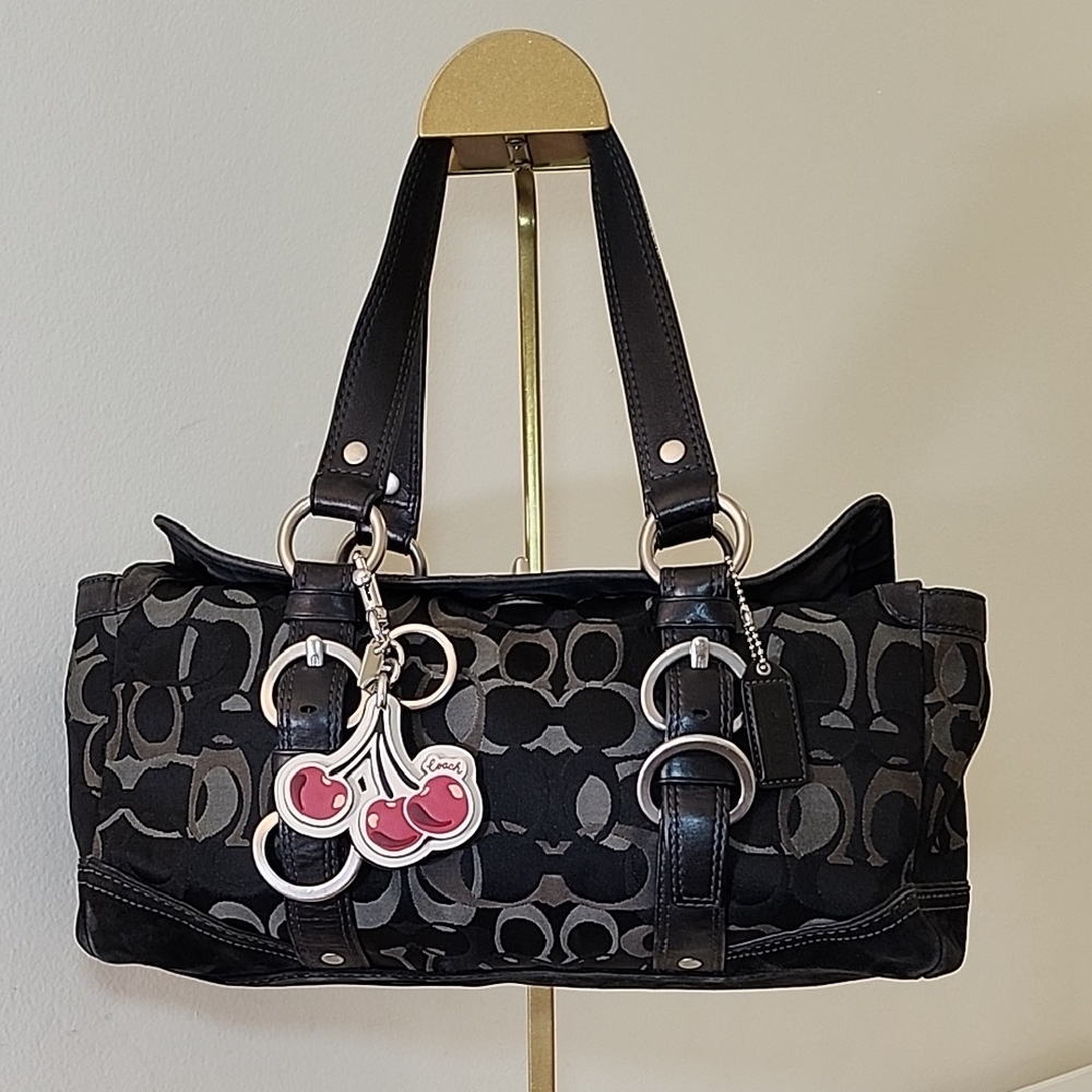Coach Y2K Hobo Chelsea Signature Jacquard Leather Suede Turn Lock Shoulder Bag